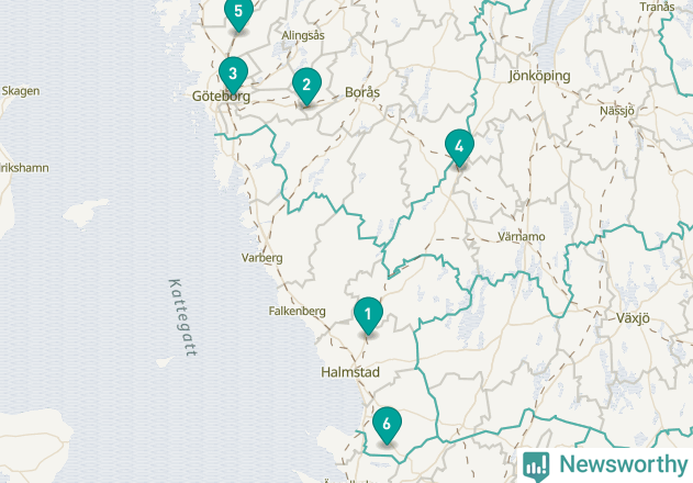 Karta över Varbergs kommun