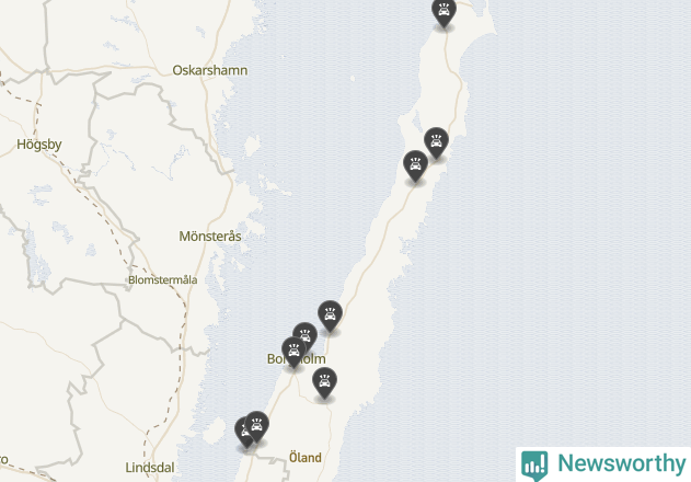 Karta över viltolyckor i Borgholms kommun