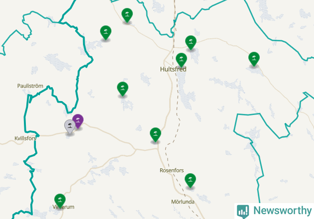 Karta över Hultsfreds kommun