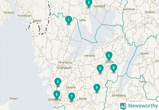 Karta över Dals-Eds kommun