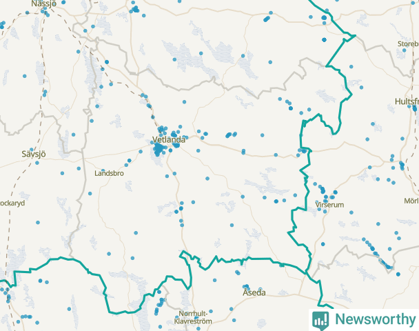 Karta över Vetlanda kommun