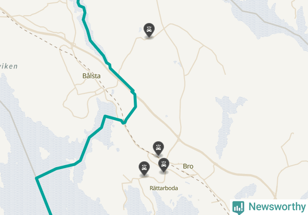 Karta över viltolyckor i Upplands-Bro kommun