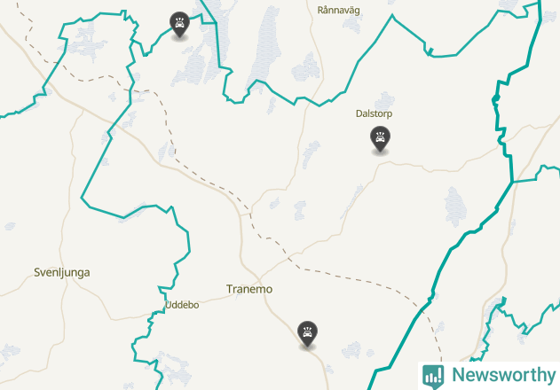 Karta över viltolyckor i Tranemo kommun