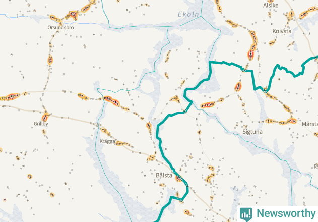 Karta över Håbo kommun