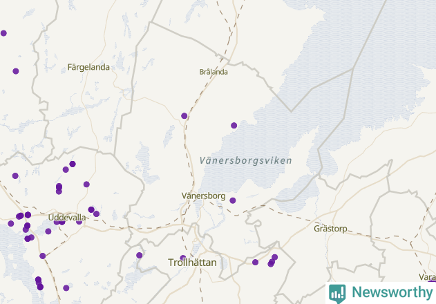 Karta över Vänersborgs kommun
