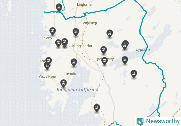 Karta över viltolyckor i Kungsbacka kommun