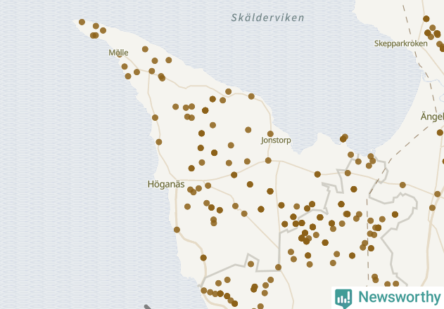 Karta över Höganäs kommun