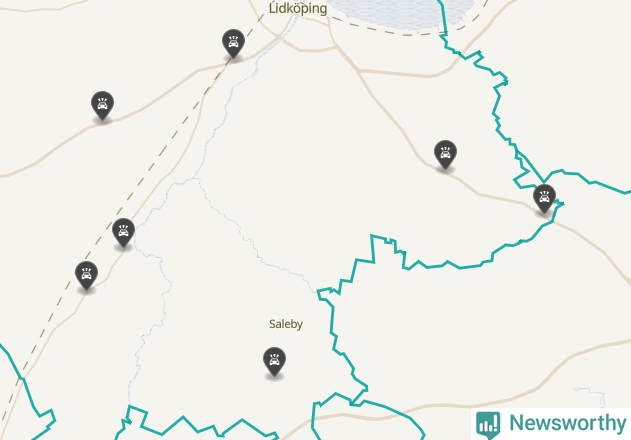 Karta över viltolyckor i Lidköpings kommun