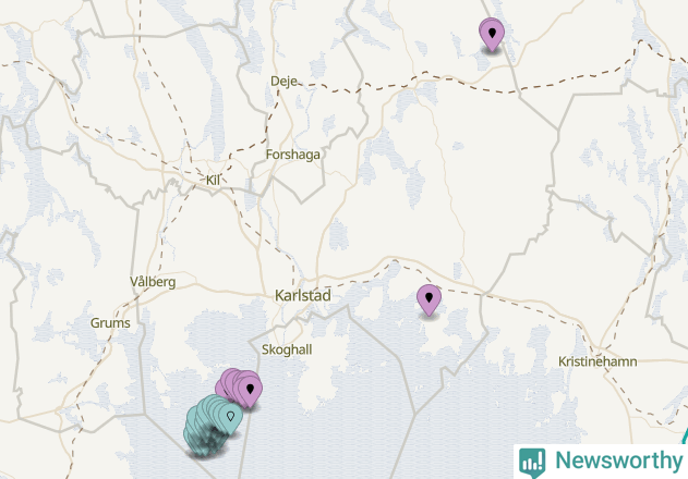 Karta över vindkraftverk i Karlstads kommun