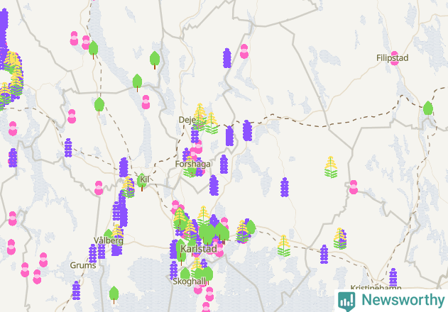Karta över Karlstads kommun