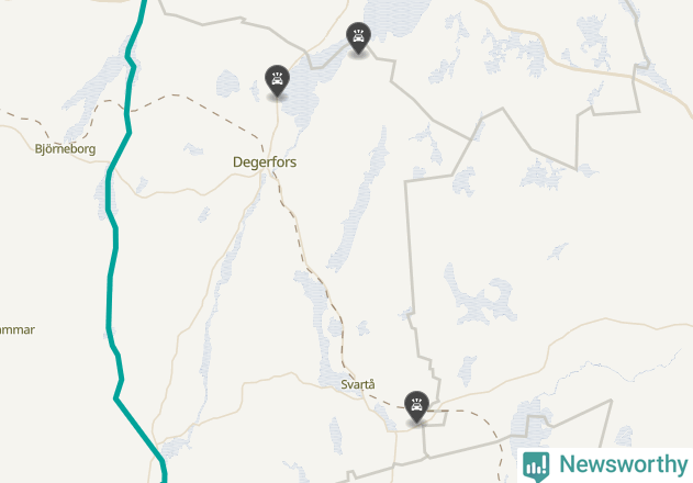 Karta över viltolyckor i Degerfors kommun