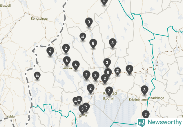 Karta över viltolyckor i Värmlands län