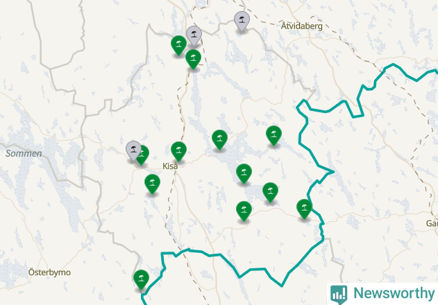 Karta över Kinda kommun