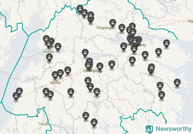 Karta över Östergötlands län