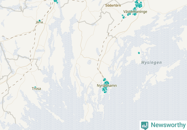 Karta över Nynäshamns kommun