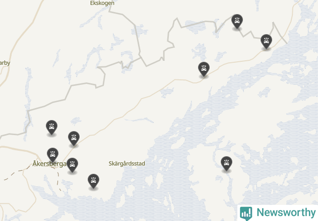 Karta över viltolyckor i Österåkers kommun