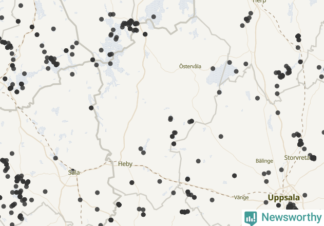 Karta över Heby kommun