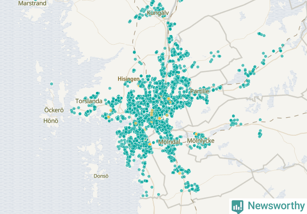 Karta över Göteborgs kommun