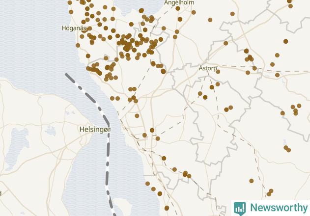 Karta över Helsingborgs kommun