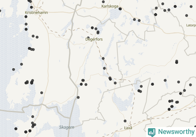 Karta över Degerfors kommun