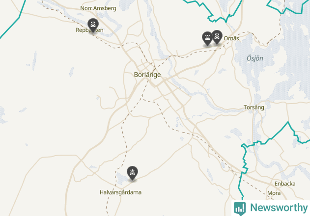 Karta över viltolyckor i Borlänge kommun