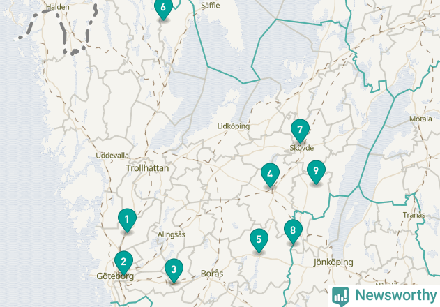 Karta över Trollhättans kommun