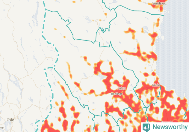 Karta över Dalarnas län