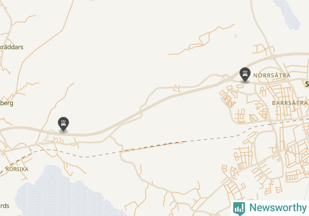 Karta över viltolyckor i Sandvikens kommun