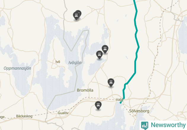 Karta över viltolyckor i Bromölla kommun