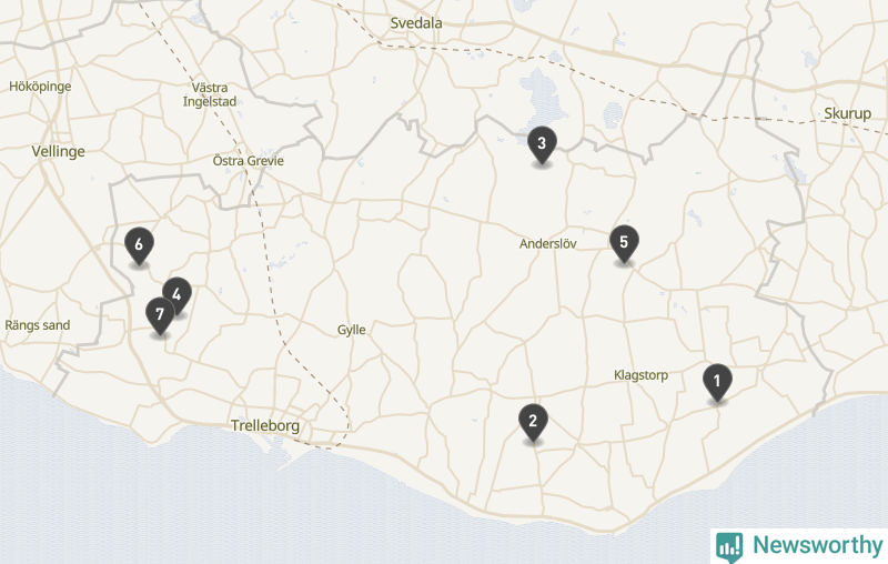 Karta över Trelleborgs kommun