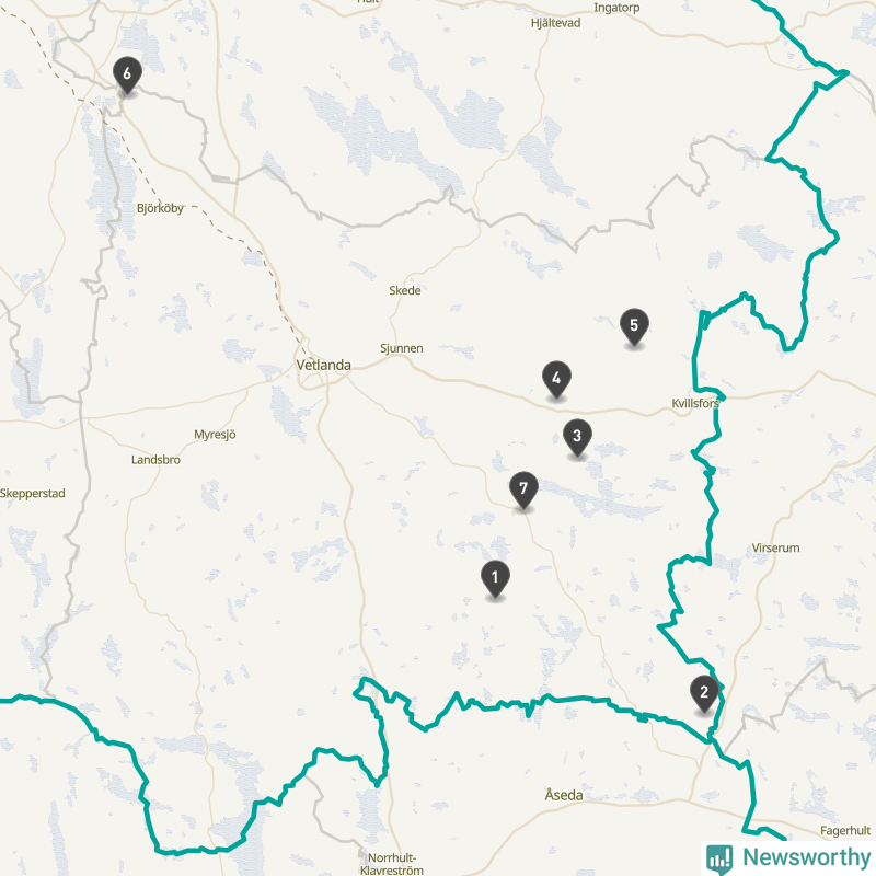 Karta över Vetlanda kommun