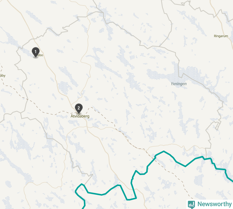 Karta över Åtvidabergs kommun