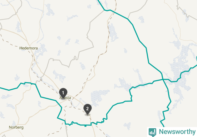 Karta över väderstationer i artikeln