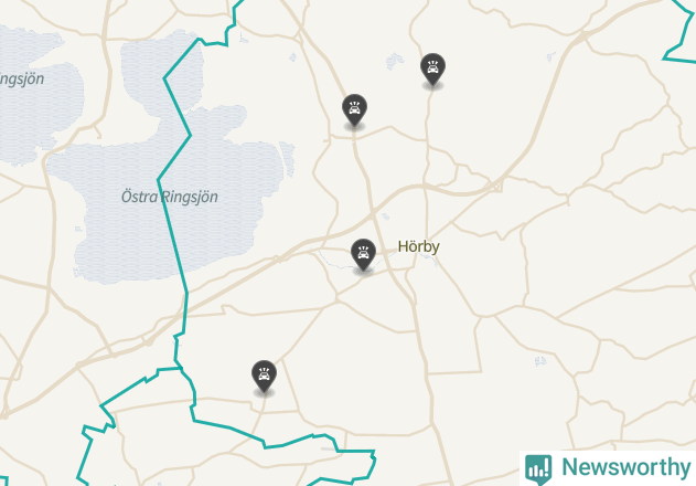 Karta över viltolyckor i Hörby kommun