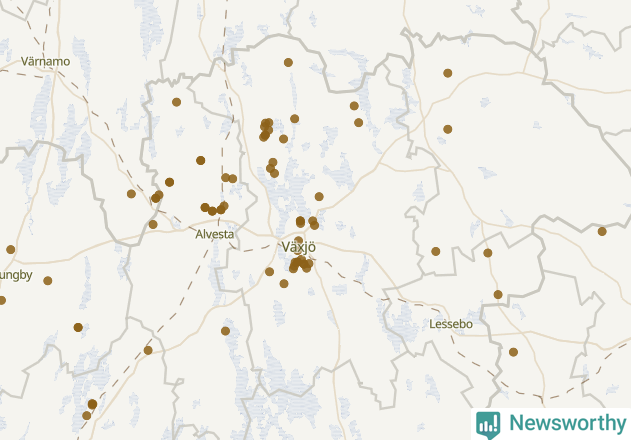 Karta över Växjö kommun