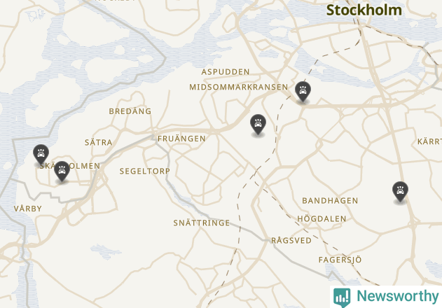 Karta över viltolyckor i Stockholms kommun