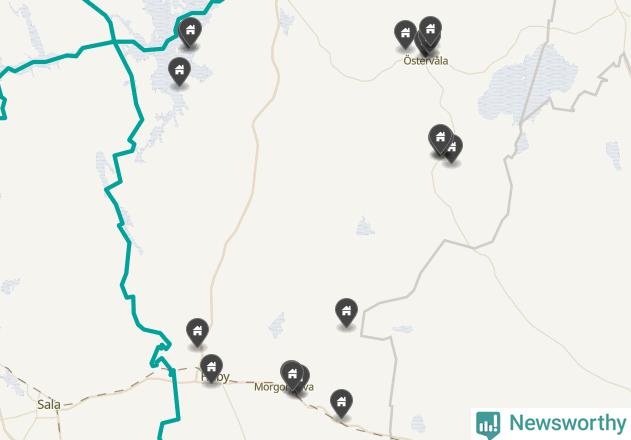 Karta över Heby kommun