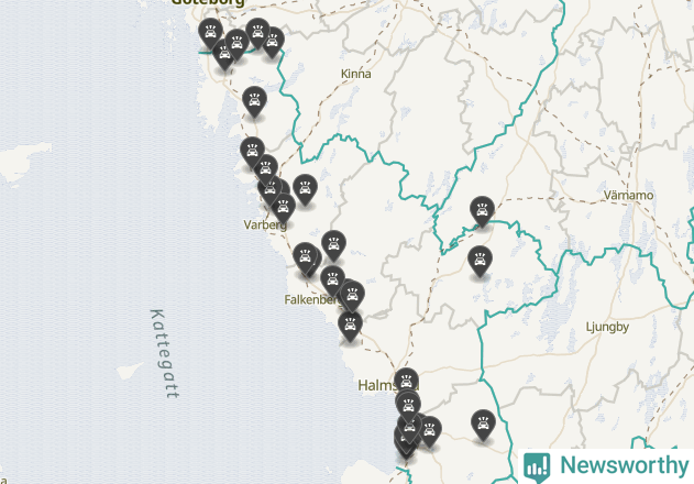 Karta över Hallands län