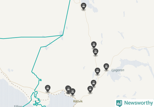 Karta över viltolyckor i Rättviks kommun