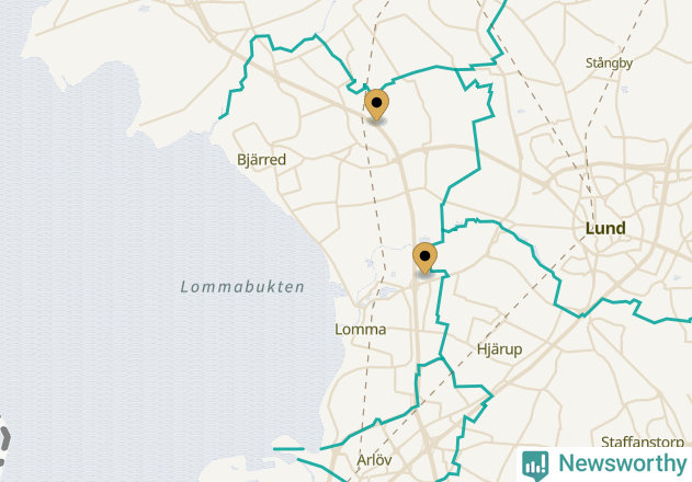 Karta över Lomma kommun