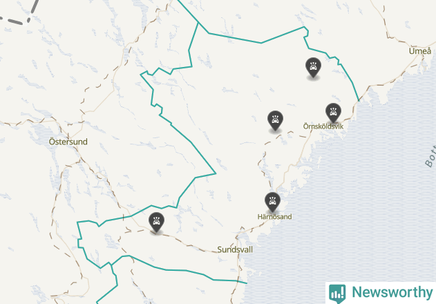 Karta över Västernorrlands län