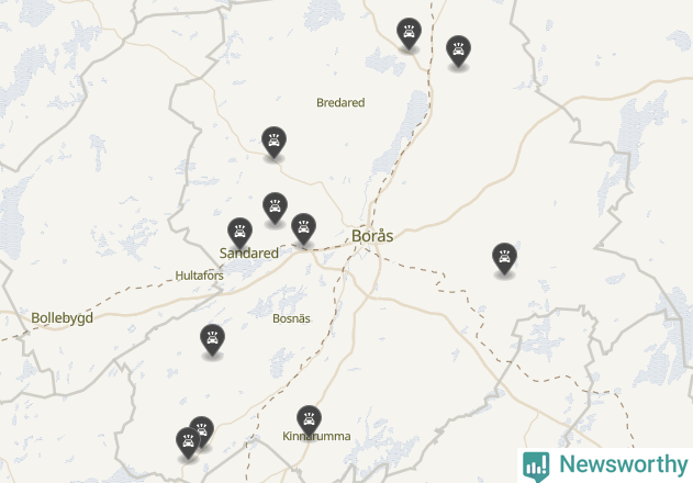 Karta över Borås kommun