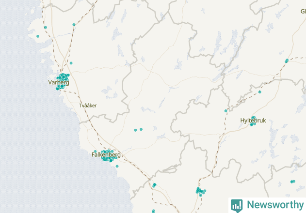 Karta över Falkenbergs kommun