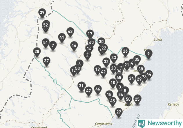 Karta över väderstationer i artikeln