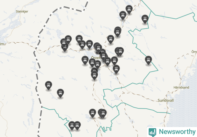 Karta över Jämtlands län