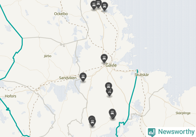 Karta över viltolyckor i Gävle kommun