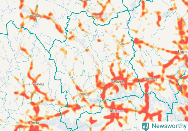 Karta över Västmanlands län