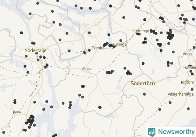 Karta över Botkyrka kommun