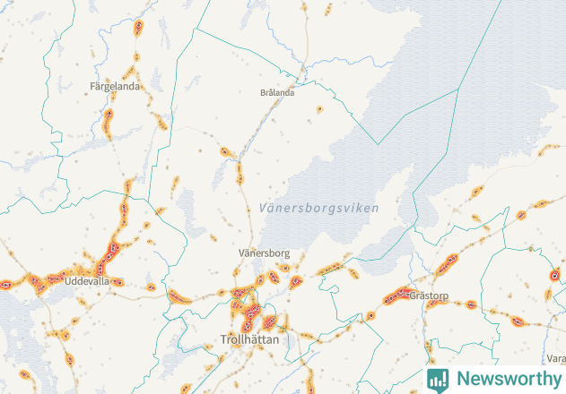 Karta över Vänersborgs kommun