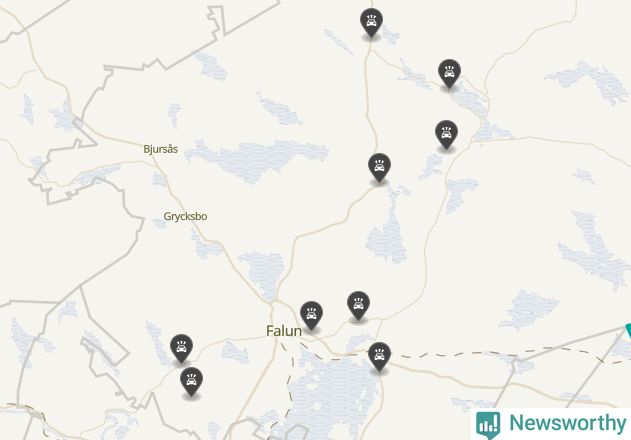 Karta över viltolyckor i Falu kommun